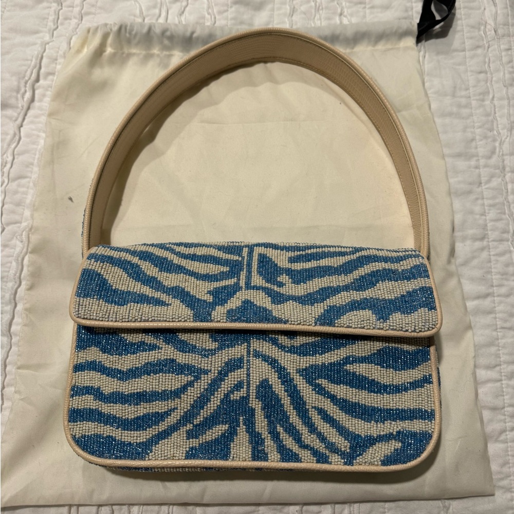 Staud Tommy Beaded bag - blue zebra print